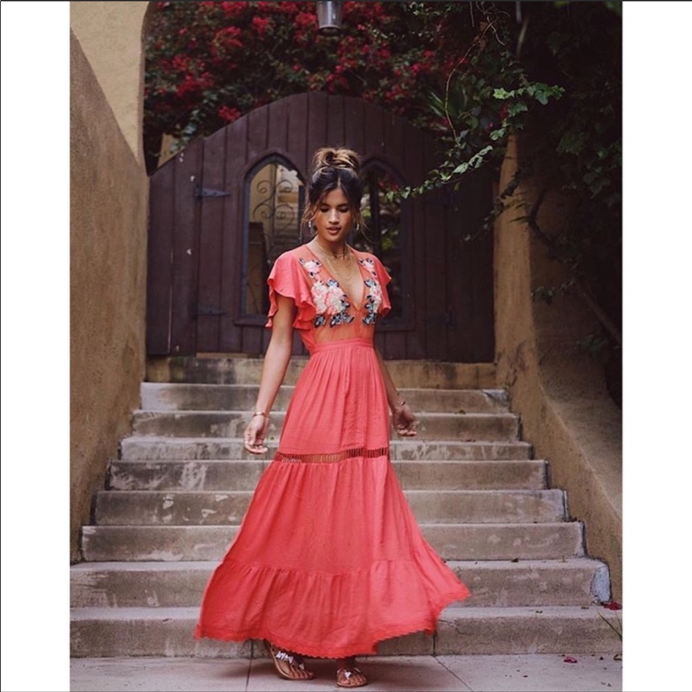 Cleobella Maxi Dress Orange Size Small